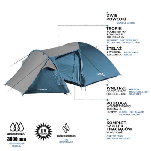 Trekker Teltta Sini-harmaa NC6012 NILS CAMP - Image 7