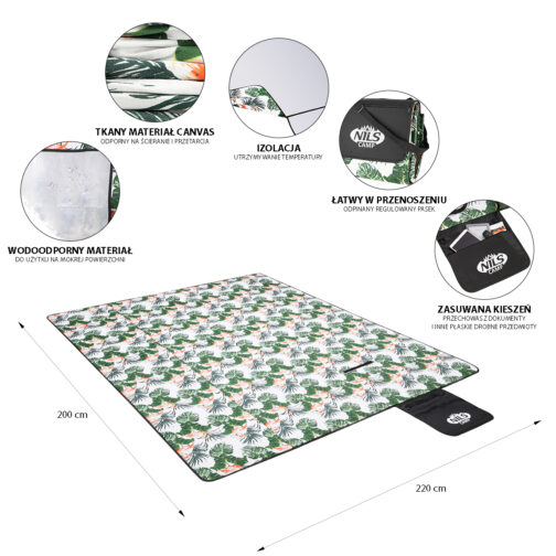 Picnic huopa "Leaves" 220x200 cm PE ALU NC8008 NILS CAMP - Image 2