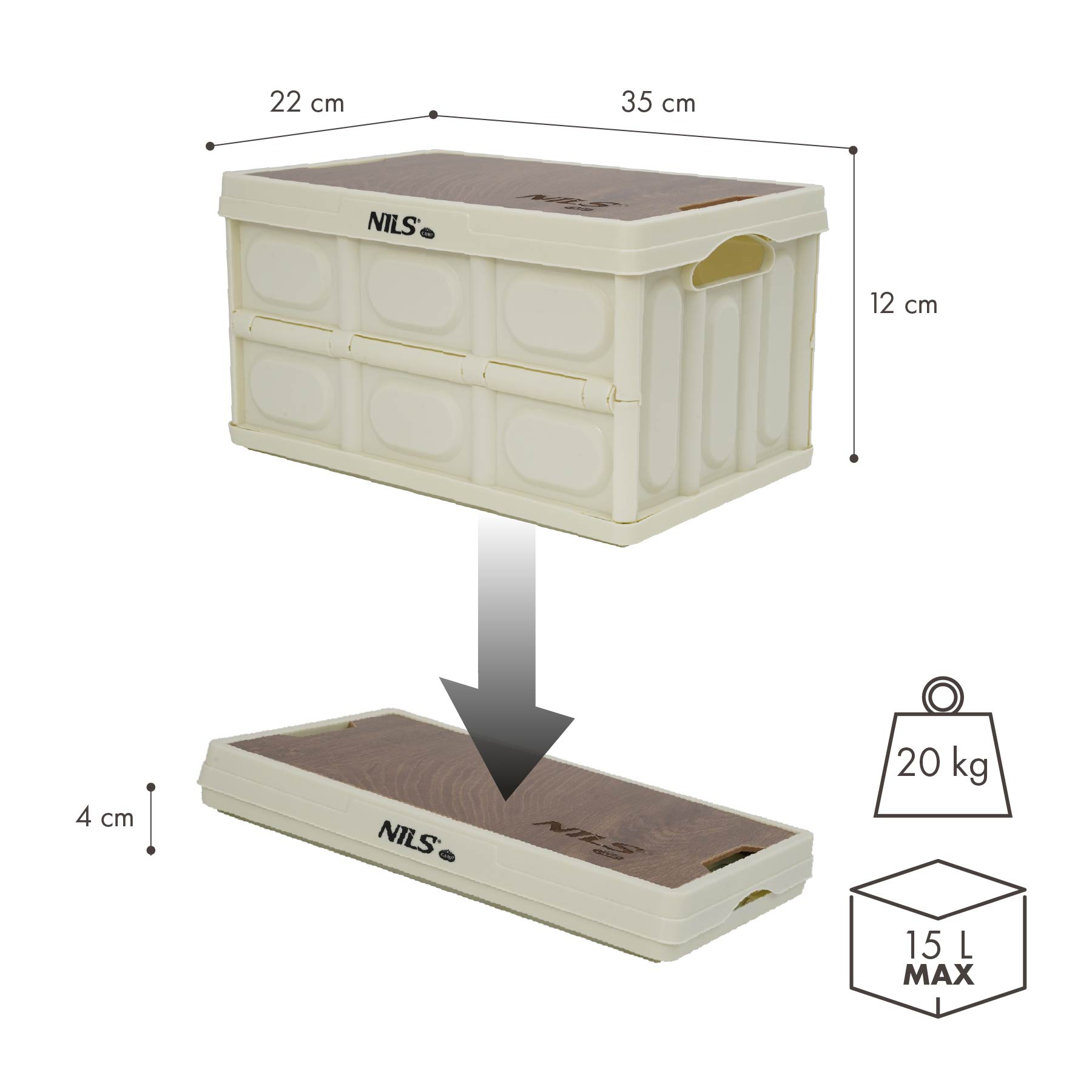 Taitettava säilytyslaatikko kannella 2in1 15l NCB4007 NILS CAMP - Image 4