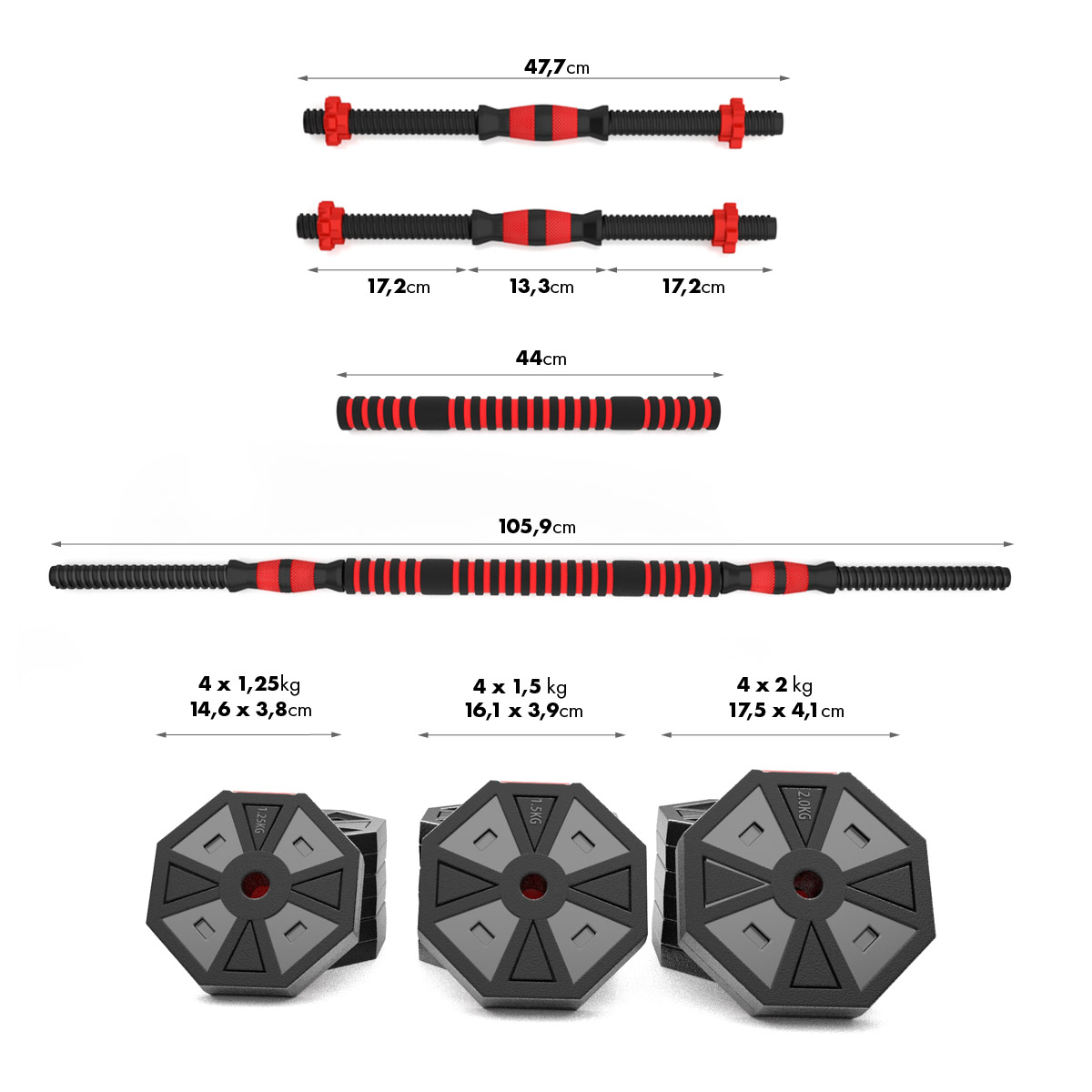 Levypaino ja käsipainosetti 20 kg SGC20 HMS - Image 11