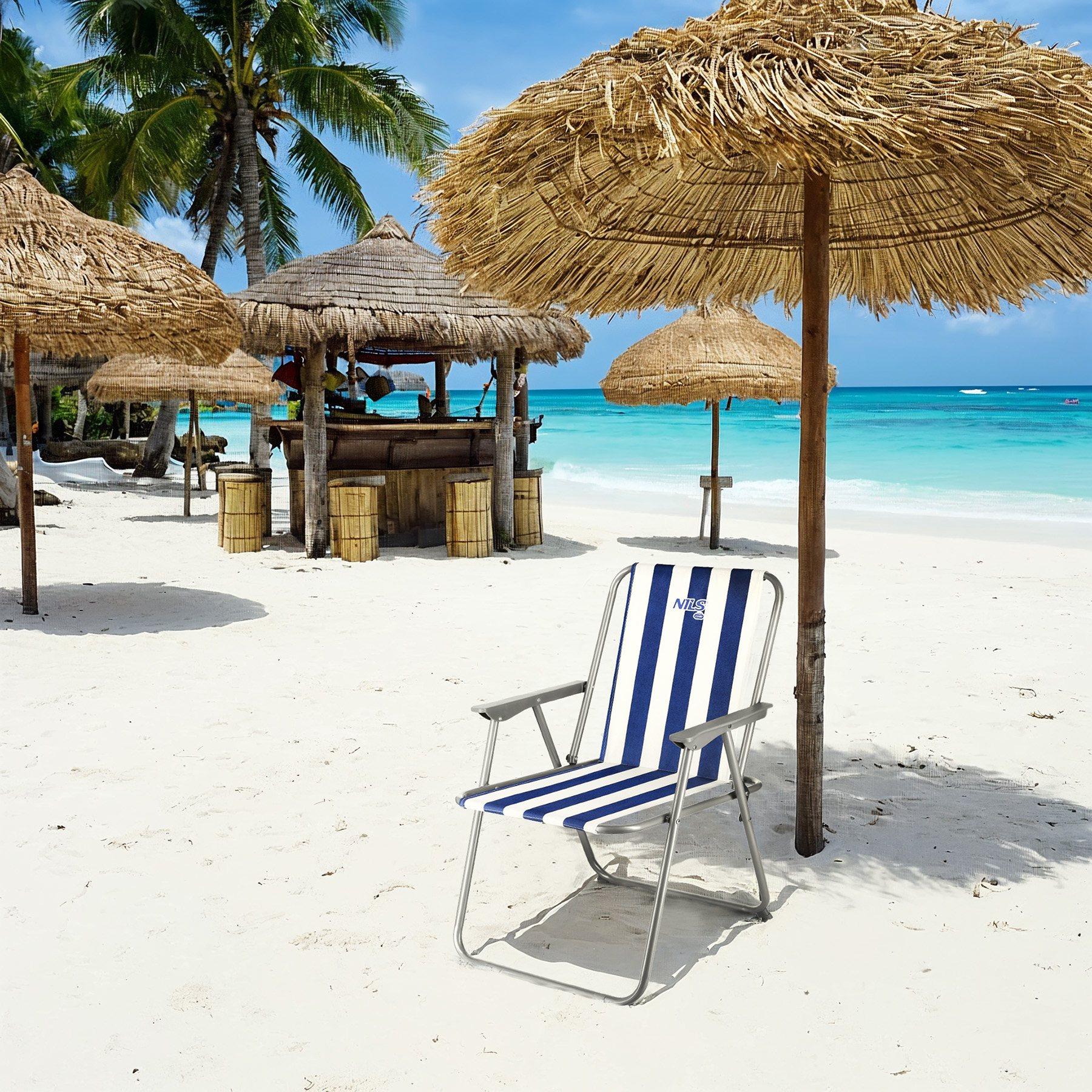 Taitettava sinivalkoinen retkituoli NC3503 NILS CAMP