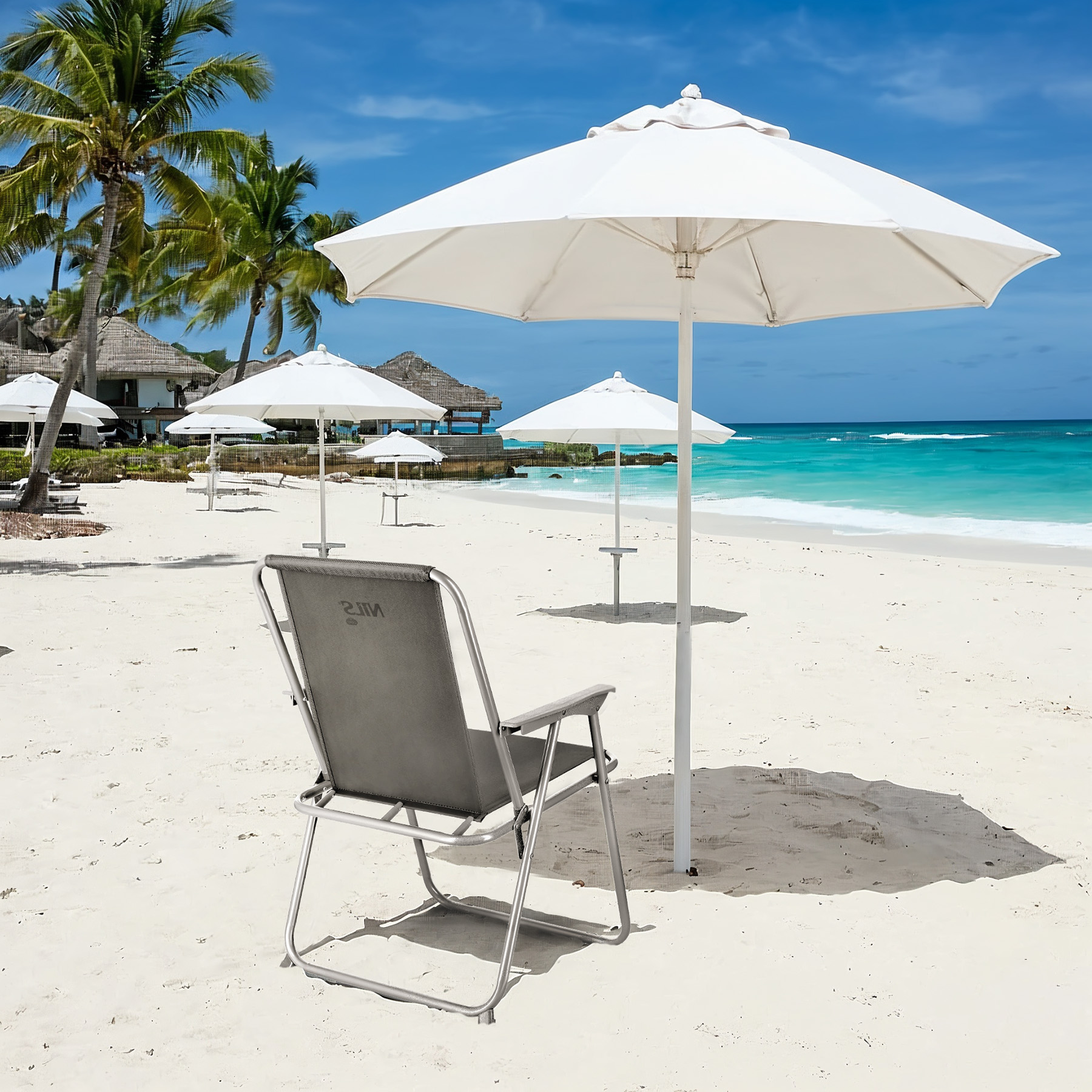 Taitettava harmaa retkituoli NC3503 NILS CAMP