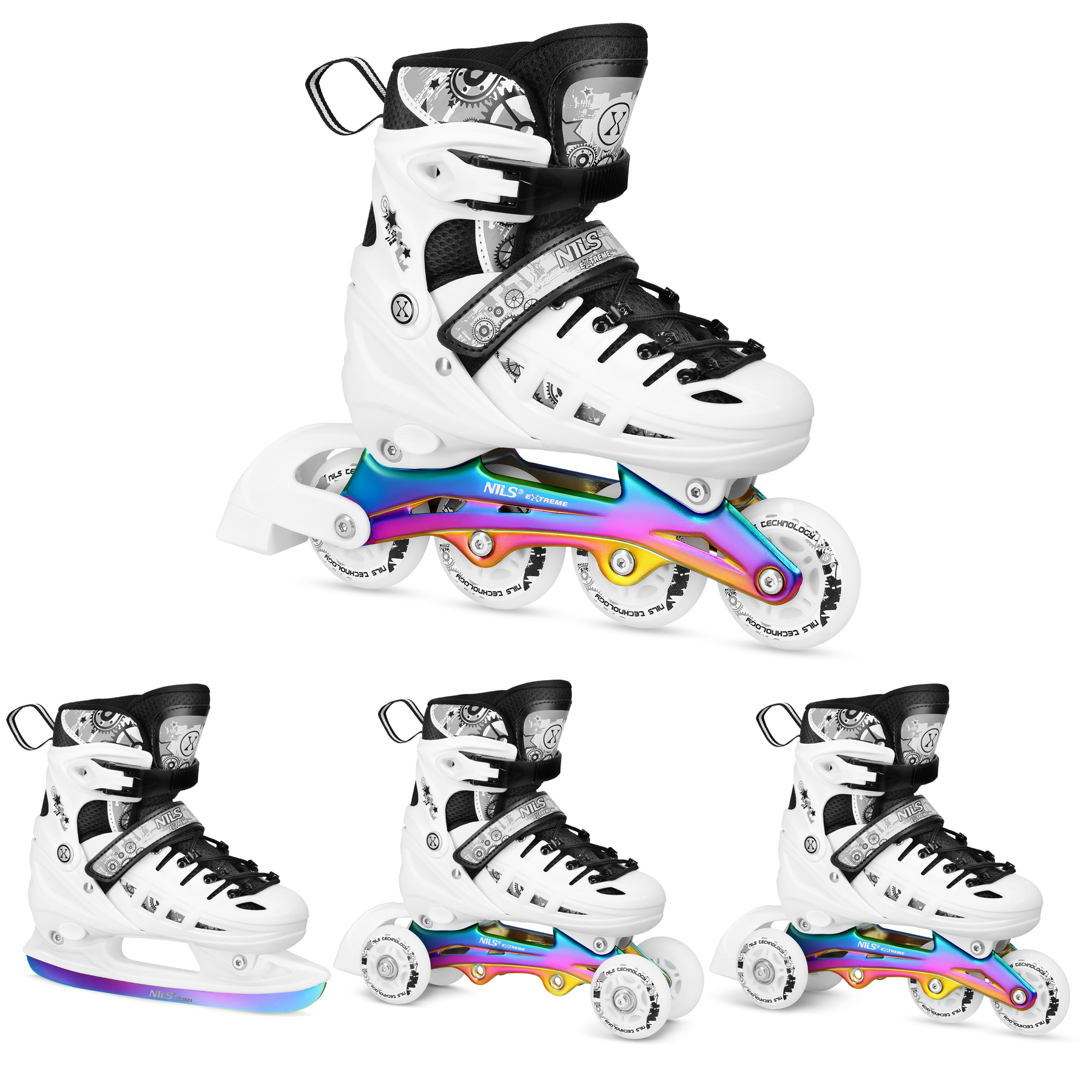 4in1 rullaluistimet/luistimet RAINBOW NH10905 NILS EXTREME